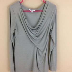 CAbi Long Sleeve Wrap Style Blouse Gray